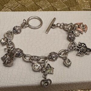 Silver and Pink Charm Bracelet